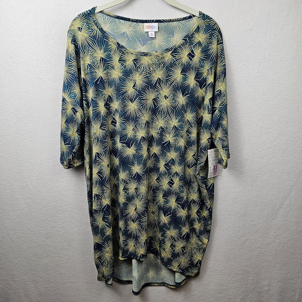 LulaRoe Shirt Woman's Size Medium Blue Yellow Fireworks Irma NWT